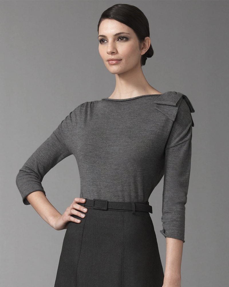 Grace Asymmetric Shoulder Wool Top