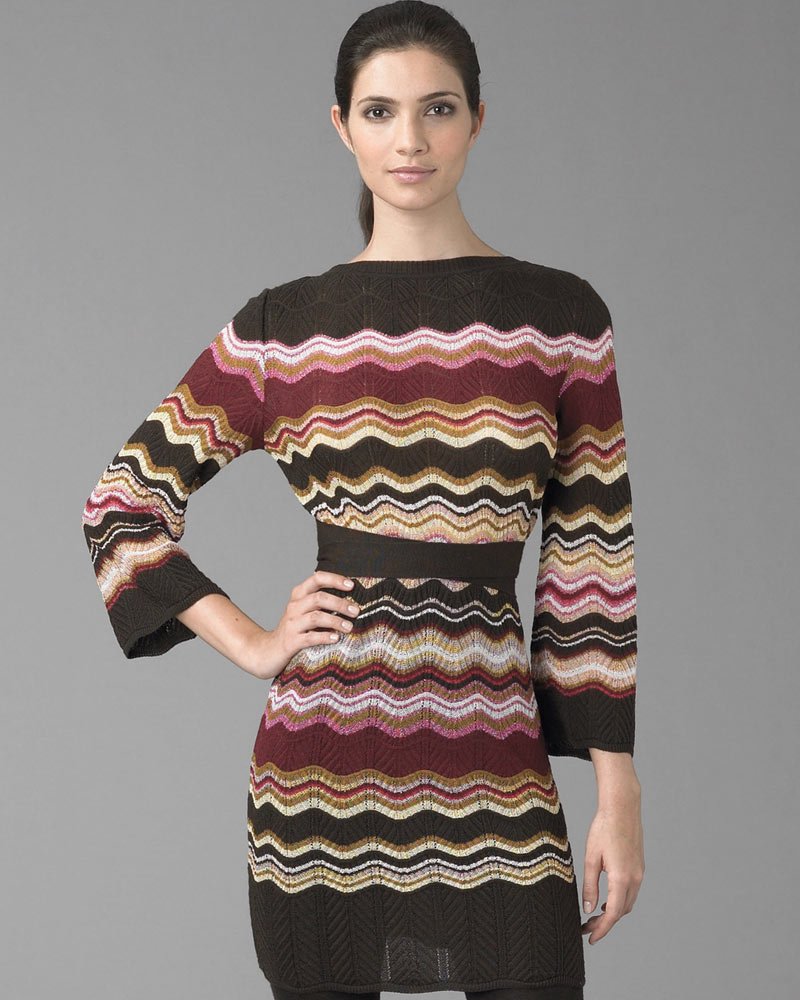 Retro Waves Knit Midi Dress