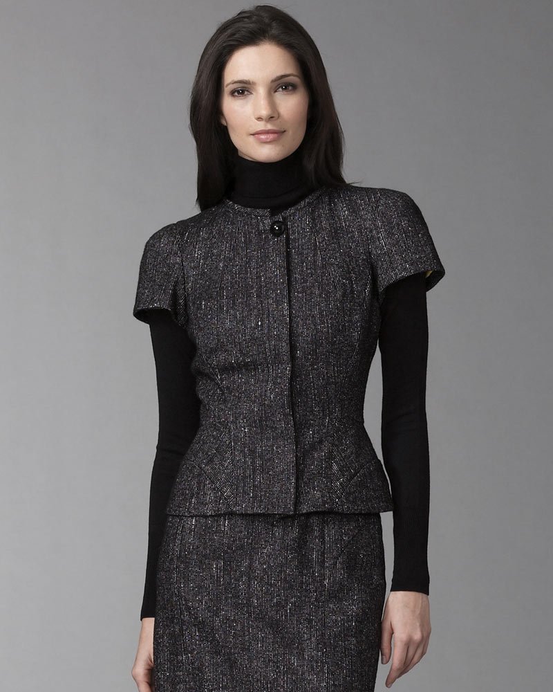 Charcoal Tweed Structured Peplum Suit
