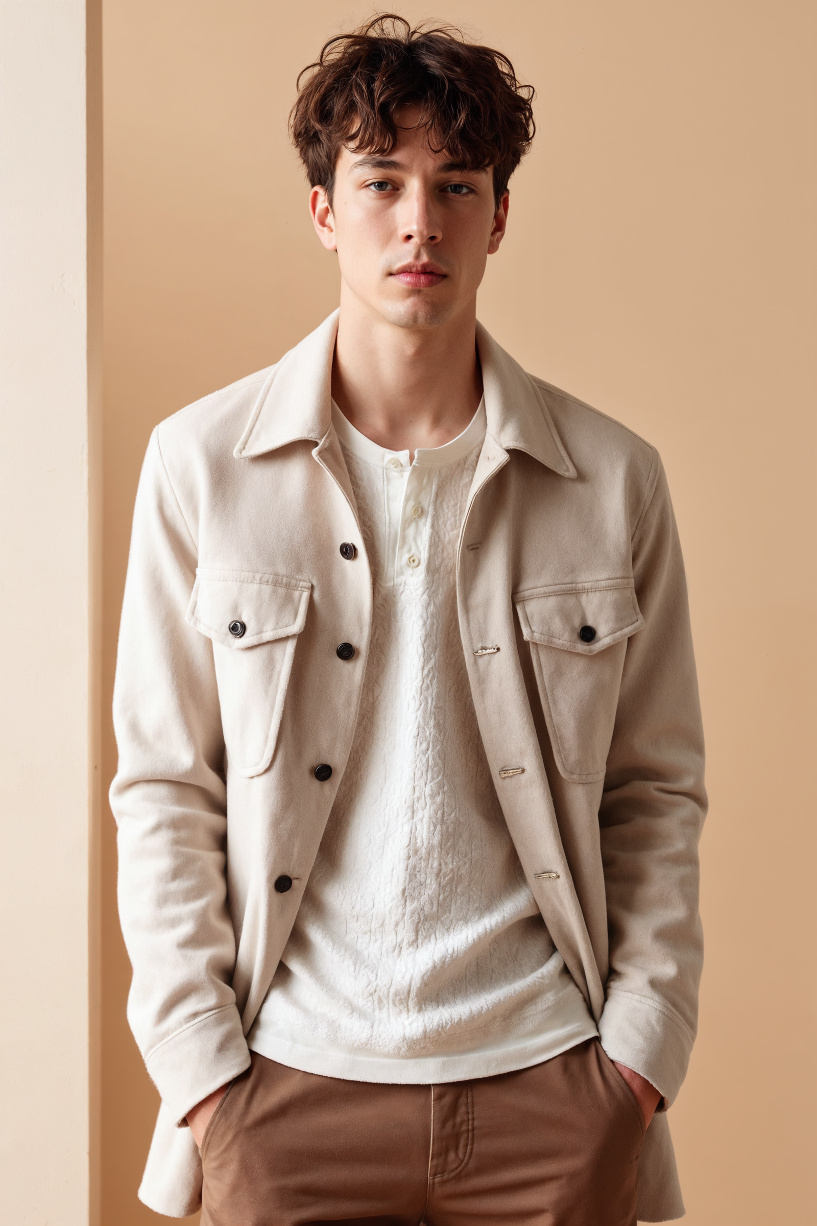 Soft Beige Casual Jacket Look