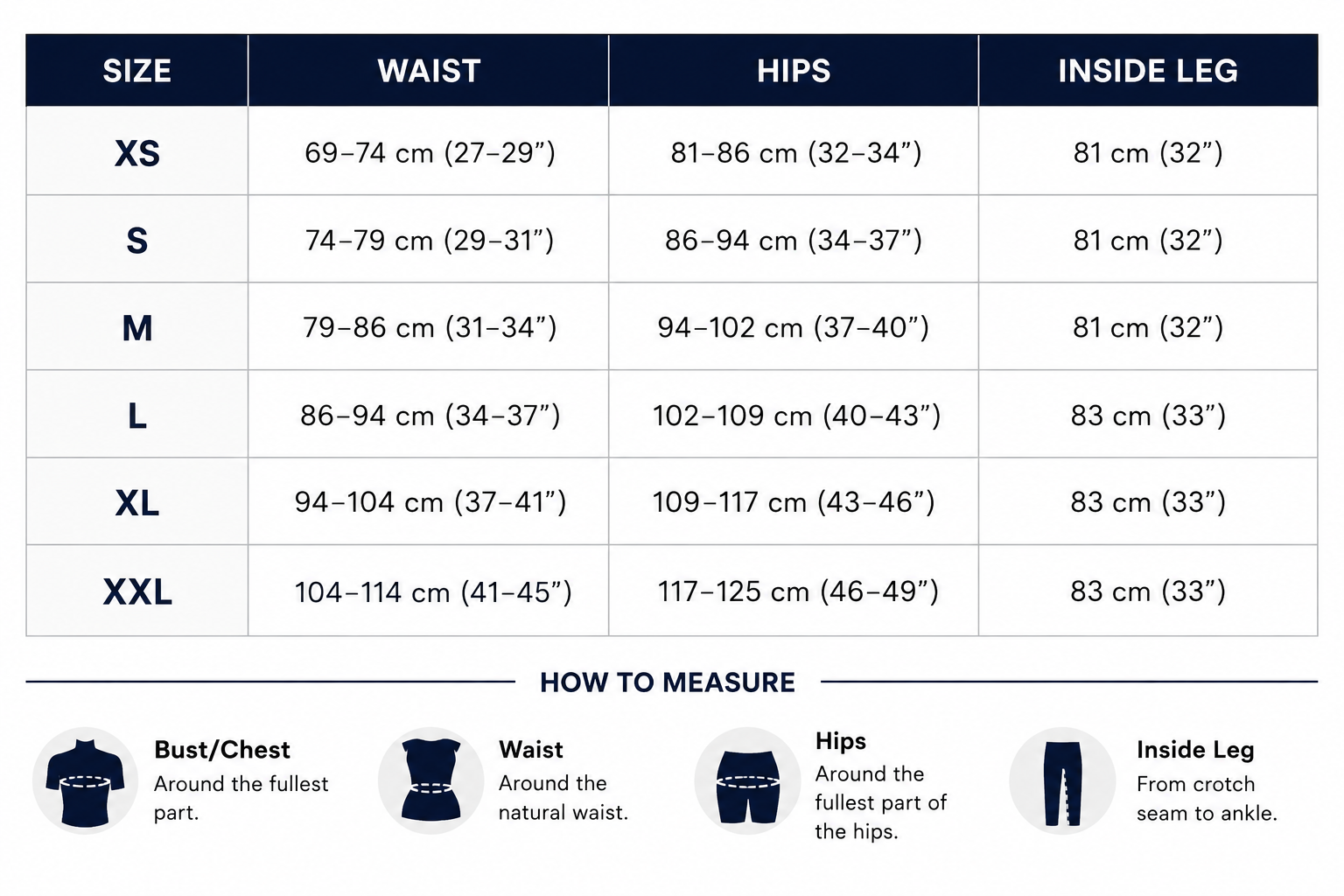 Men’s Clothing Size Guide and Measurement Chart